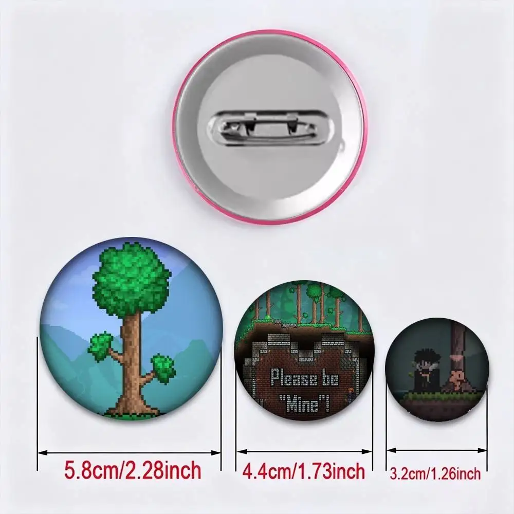 Game T-TerrariaS 25 32 44 58 75mm Badges Personalized Round Brooches Pins Accessory Gift