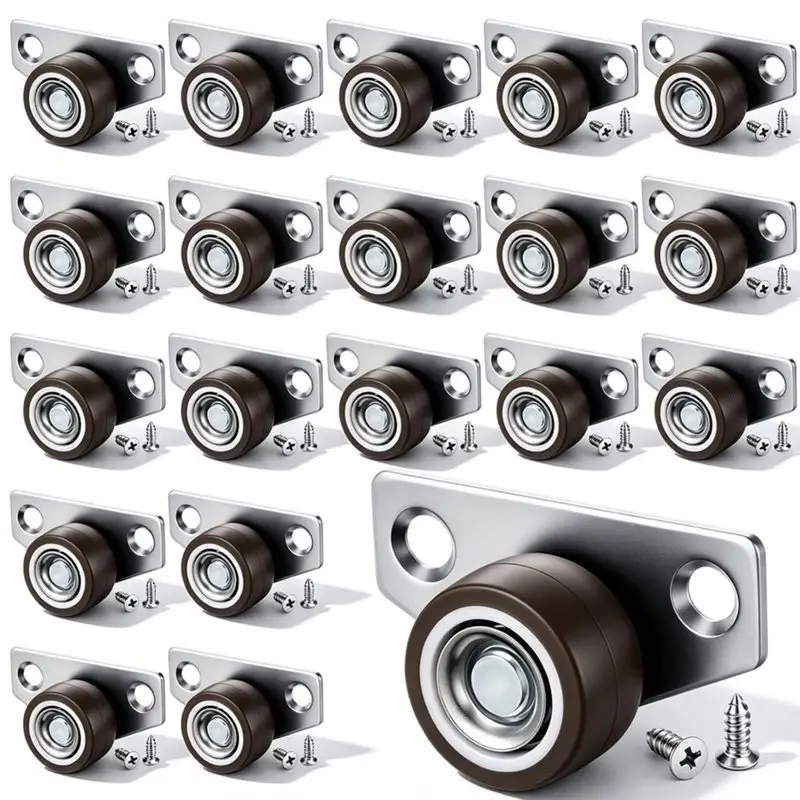 AB42-20 Set 1 Inch Low Profile Casters, Side Mount Drawer Caster Wheels Non Swivel Rigid Casters Wheels,35Lbs Capacity Each