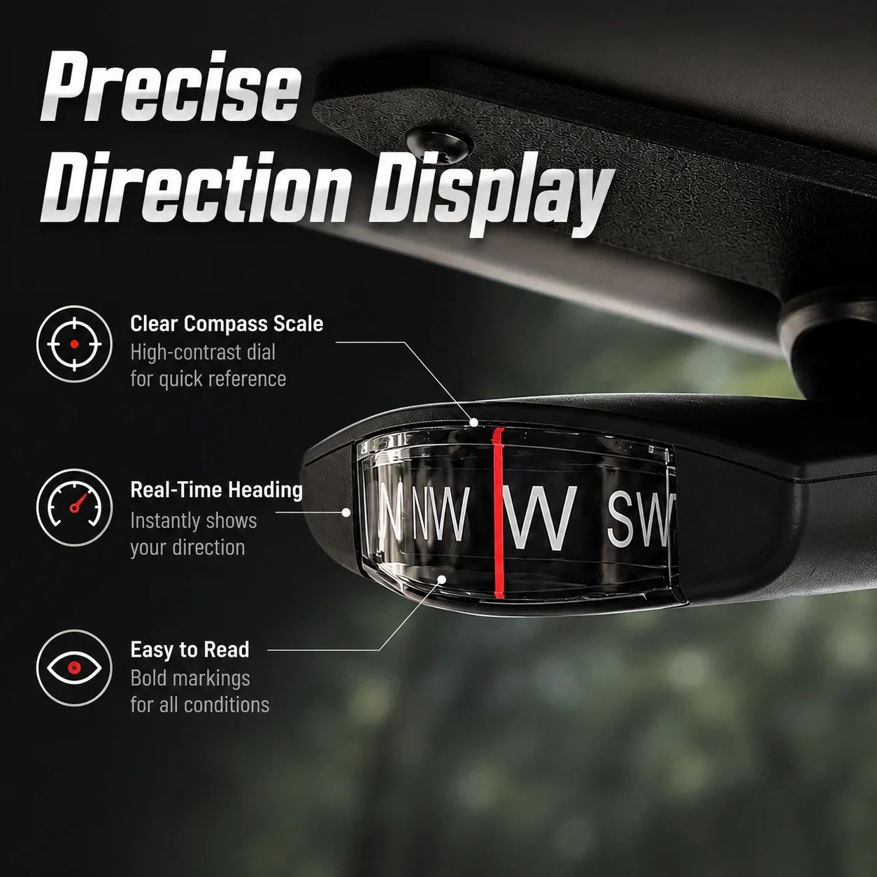 Car Sun Visor Compass Side Mount Vehicle Navigation Compass Off Road Driving Direction Finder Auto Accessories