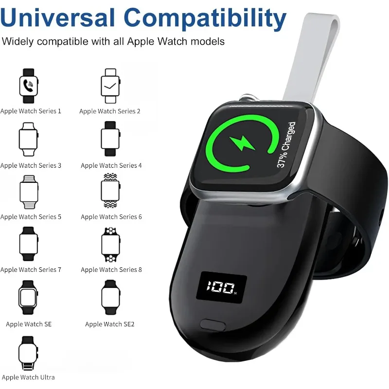 

Portable Charger for Watch, 2500mAh Charger Wireless Fast Charging Power Bank, Travel Smart Keychain Charger for Watch Serie