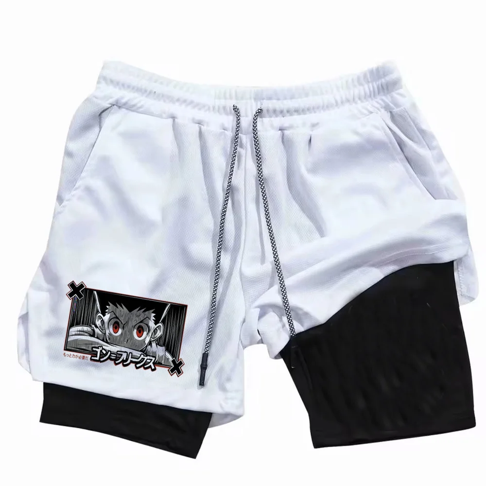 Hunter x Hunter shorts gym  Fitness running  Breathable  2 in 1 Sports Quick Dry Compression  Casual  hombre