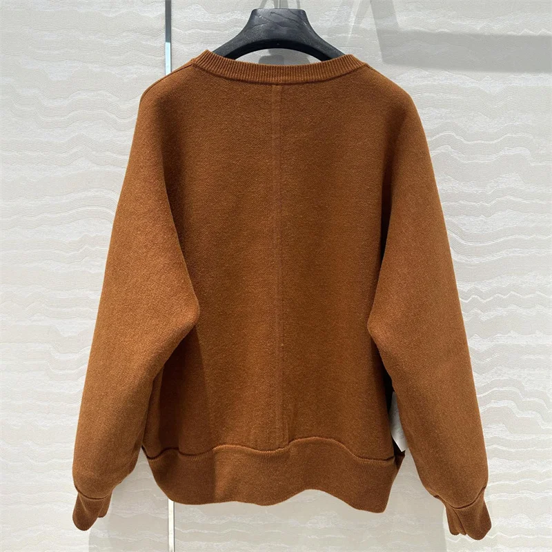 Women\'s sweater New elastic knitted round neck pullover for autumn 2024 cashmere blend that can be worn on both sides knitwear