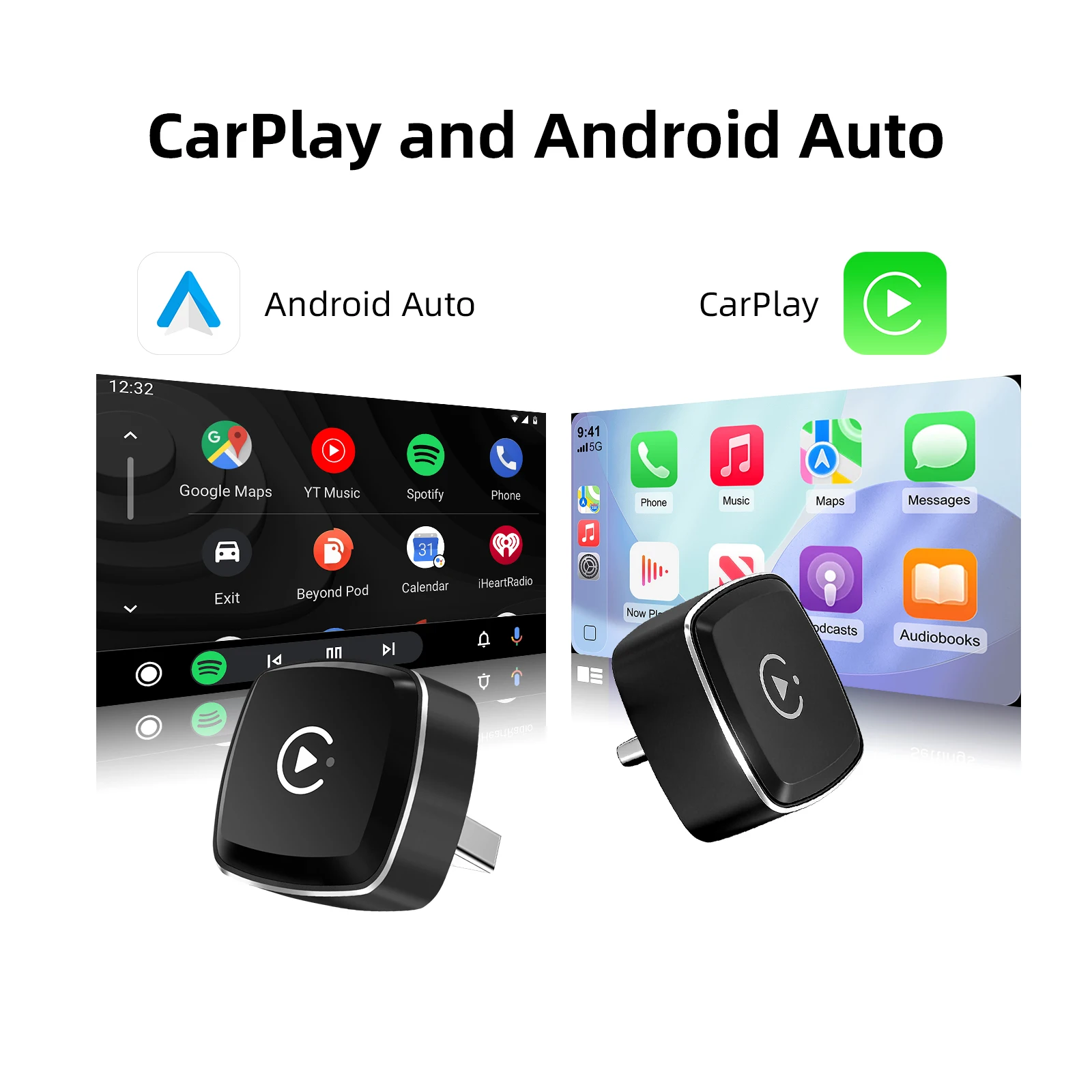 2in1 Wireless CarPlay Android Auto Adapter for Factory Type-c Wired car,  Smart Dongle Compatible With Almost All Kinds of Cars