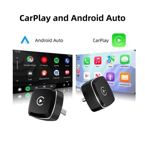 Imagen 2 del producto Adaptador inalámbrico CarPlay Dongle inteligente Android para coche con cable tipo c de fábrica, adaptador inalámbrico CarPlay 2 en 1 y Android Auto