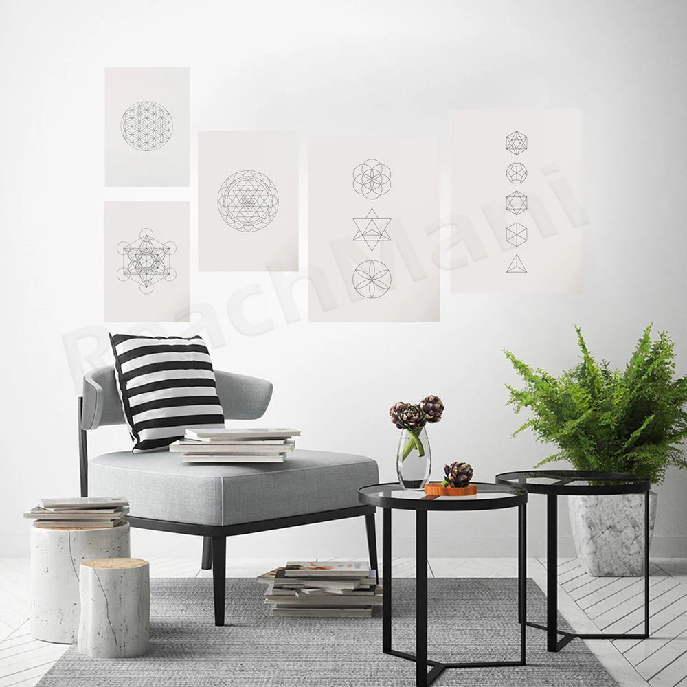 Metatron's Cube Print, Merkaba Print, Seed of Life, Sacred Geometry Art, Meditation Poster, Spiritual Home Decor, Yoga Poster