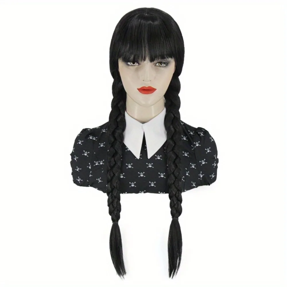 

Synthetic Long Braided Wig for Girls Women with Bangs Black Wigs for Halloween Costume Women Cute Soft Party Wig