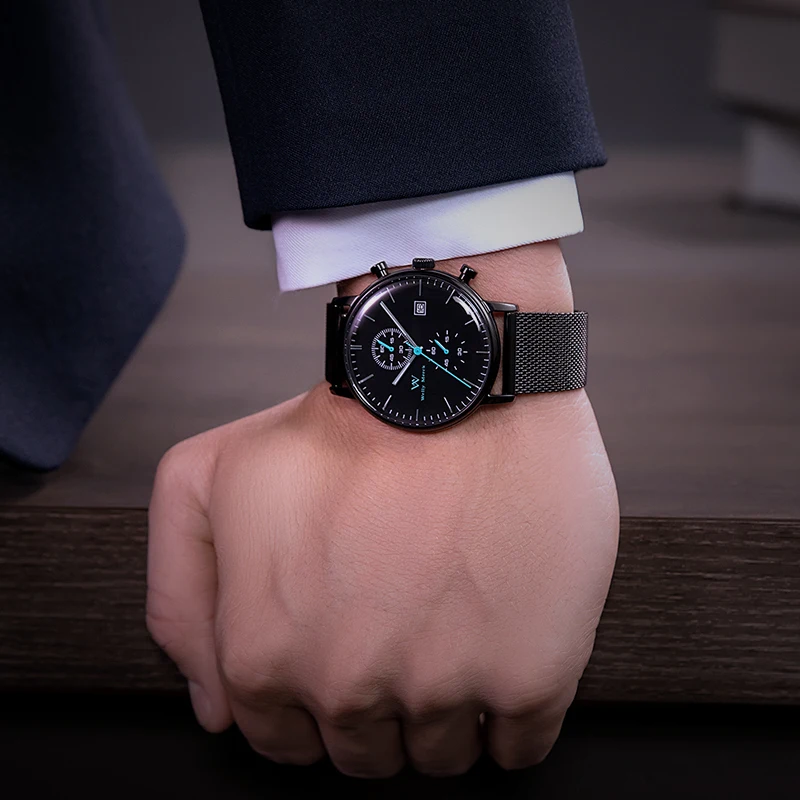 WM ساعة كوارتز ساعة مقاومة للماء كلاسيكية كاجوال رجال الأعمال ساعات ويلي ميرك WM006M