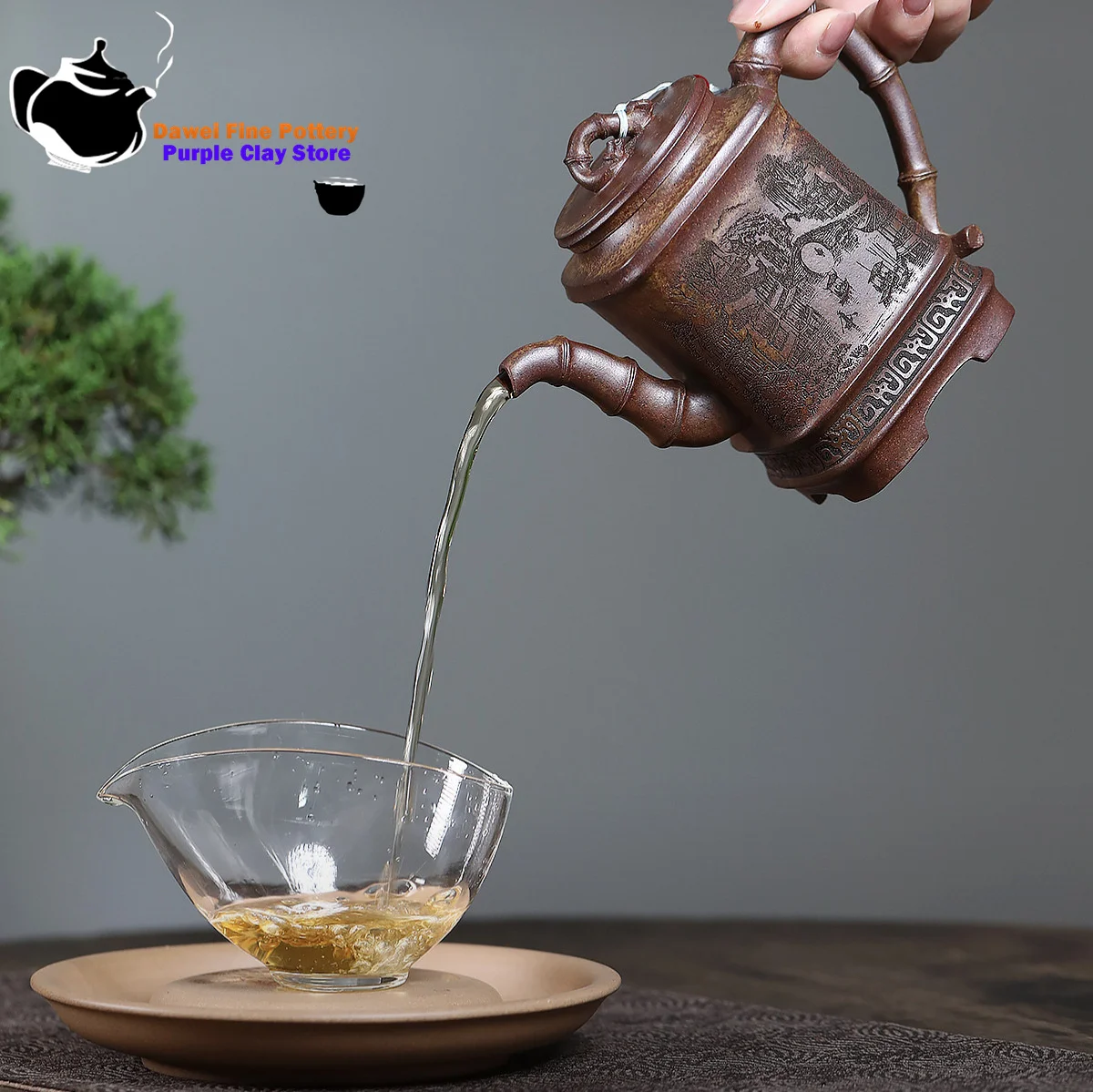 Yixing purple clay teapot raw ore, high-temperature wood burning section, mud bamboo section, Kung Fu tea set, Chinese teapot