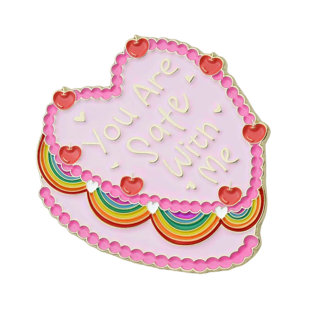 1PC "You Are Safe With Me" Enamel Pin, Cute Rainbow Apple Brooch, LGBTQ Friendly Love Safety Jewelry Gift