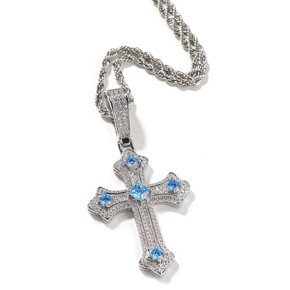 

Big Size Cross 4 Pcs CZ Iced Out Bling Brass Pendant Necklace Mirco Pave Prong Setting Men Women Fashion Hip Hop Jewelry BP087