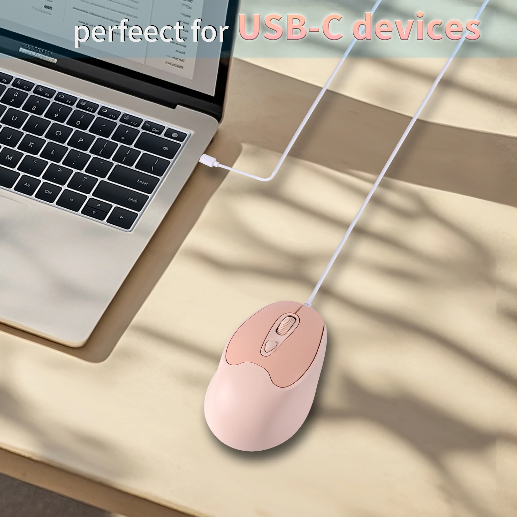 

Type-C Interface Wired Mouse Suitable for Computer USB-C Peripherals Office Gaming Mice Mute Ergonomic 1600DPI Mause Girl Gifts