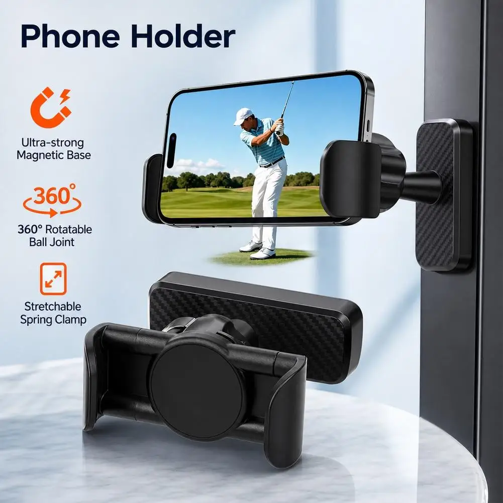 Magnetic Phone Holder 360° Adjustable Golf Cart Gym Equipment Stand Universally Compatible With Most Smartphones
