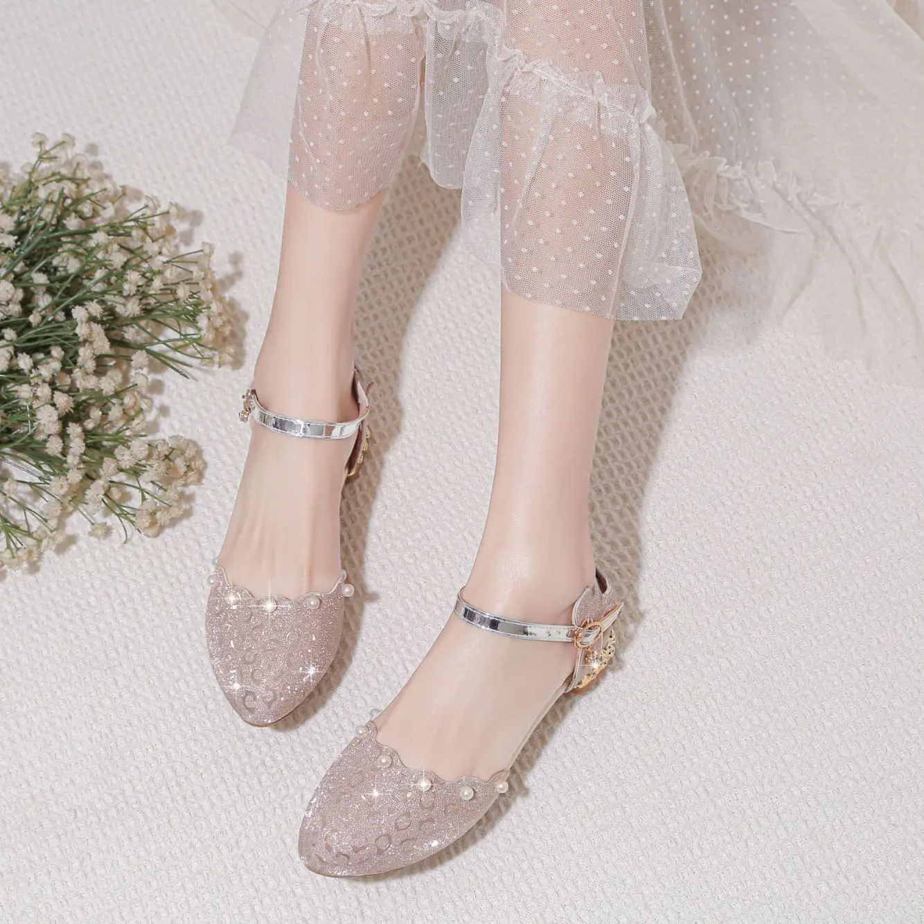 Children's Adult Shoes High Heels Summer New Princess Crystal Shoes Big Party Performance Walk Dress Sandals