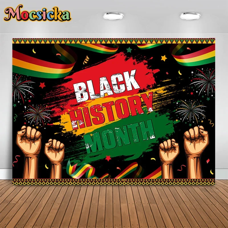 

Mocsicka Black History Month Photography Backdrops Family Party Photo Backgrounds Decor Adult Kids Indoor Banners Studio