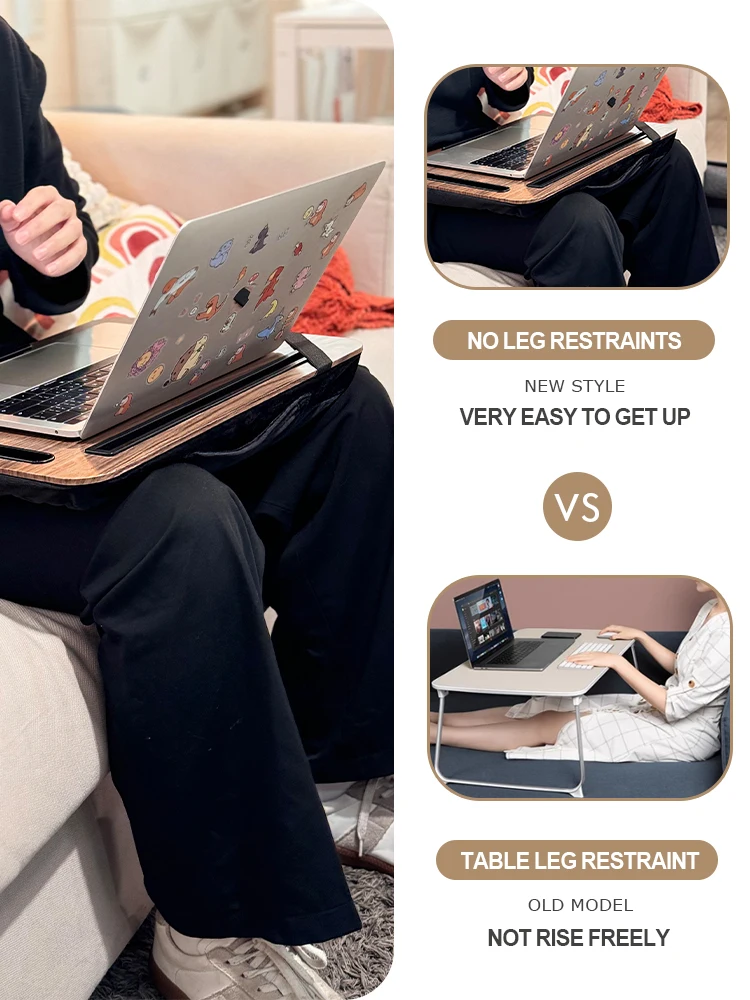 Portable Laptop Desk with Handheld iPad Slot And Phone Holder for Bed Sofa Car - Lazy Person Multi-Use Laptop Desk