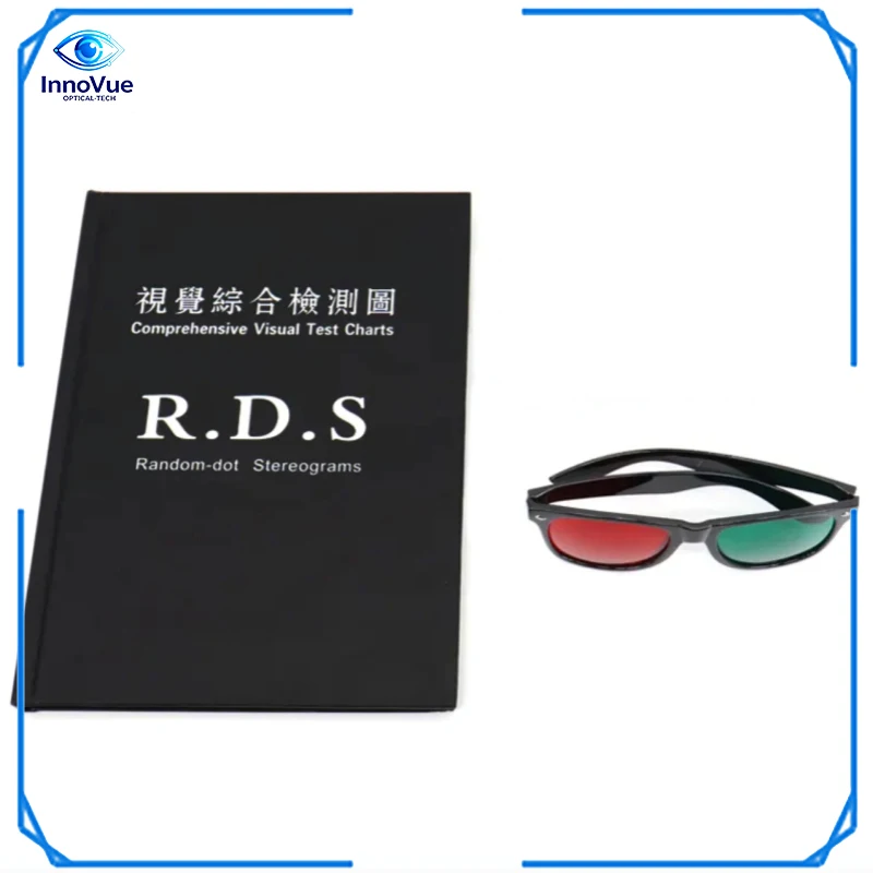 

InnoVue Random-dot Stereograms Comprehensive Visual Test Charts Book Color Blindness Astigmatism Amsler Test Chart with Eyeglas