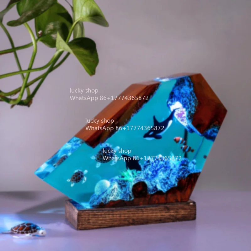 Resin Wood Lamp Bedroom Ocean Lamp Gift Ornament