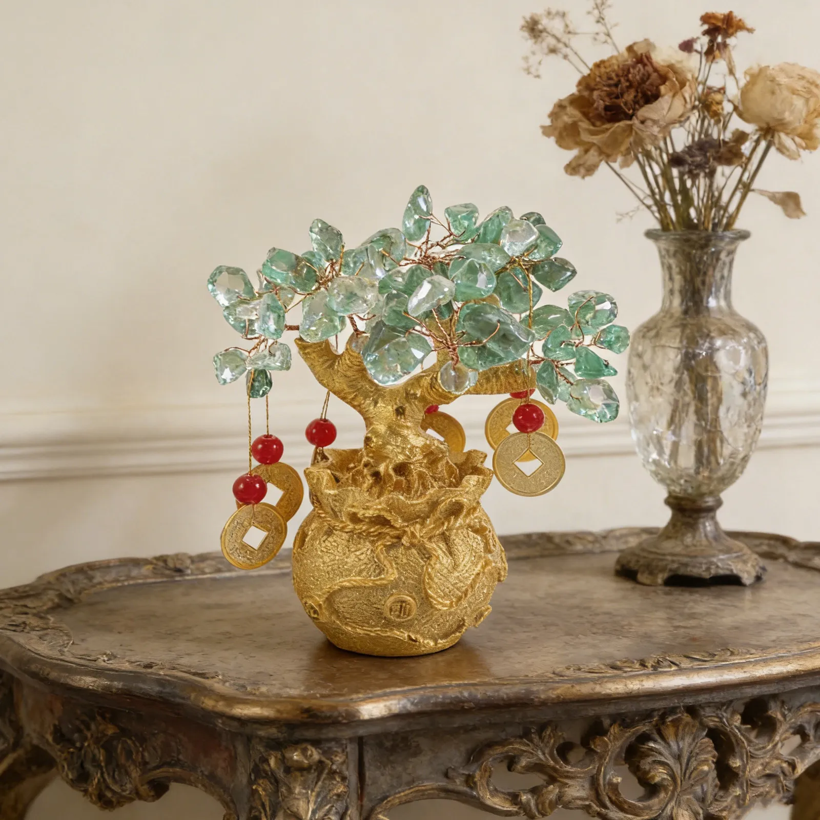 Gold Bag Bonsai Feng Shui Decorative Large Indoor Plant Prosperity Lucky Potted Greenery Office Home Gift