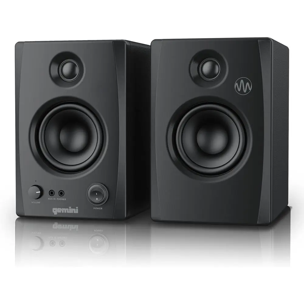

3.5" Bluetooth Bookshel Studio Monitor Speakers – Active/Passive Pair, TRS/RCA/Aux Inputs, EQ Control, Wooden Cabinet or Home St