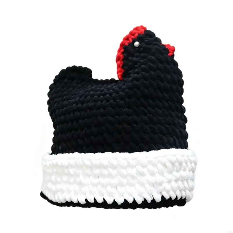 3D Huhn Gestrickte Krempe Für Thanksgiving Party Festival Winter Cosplay Kopfbedeckungen Für Männer Frauen Kinder Kostüm – Detail 9