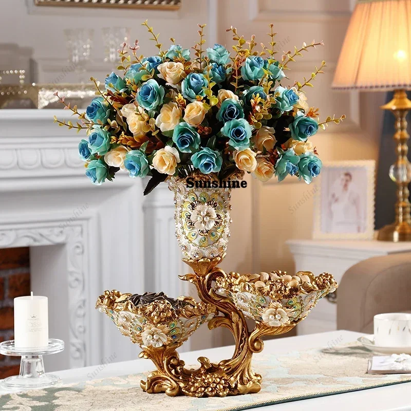Luxury Vase Decoration Creative Flower Arrangement for Dining Table Retro Living Room Decor Flower Vase Elegant Home OrnamentY