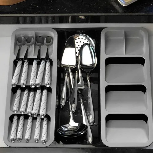 Bursev 11 Division The Spoon Holder Follow Me Drawers Inside The Spoon Holder Black-Gray