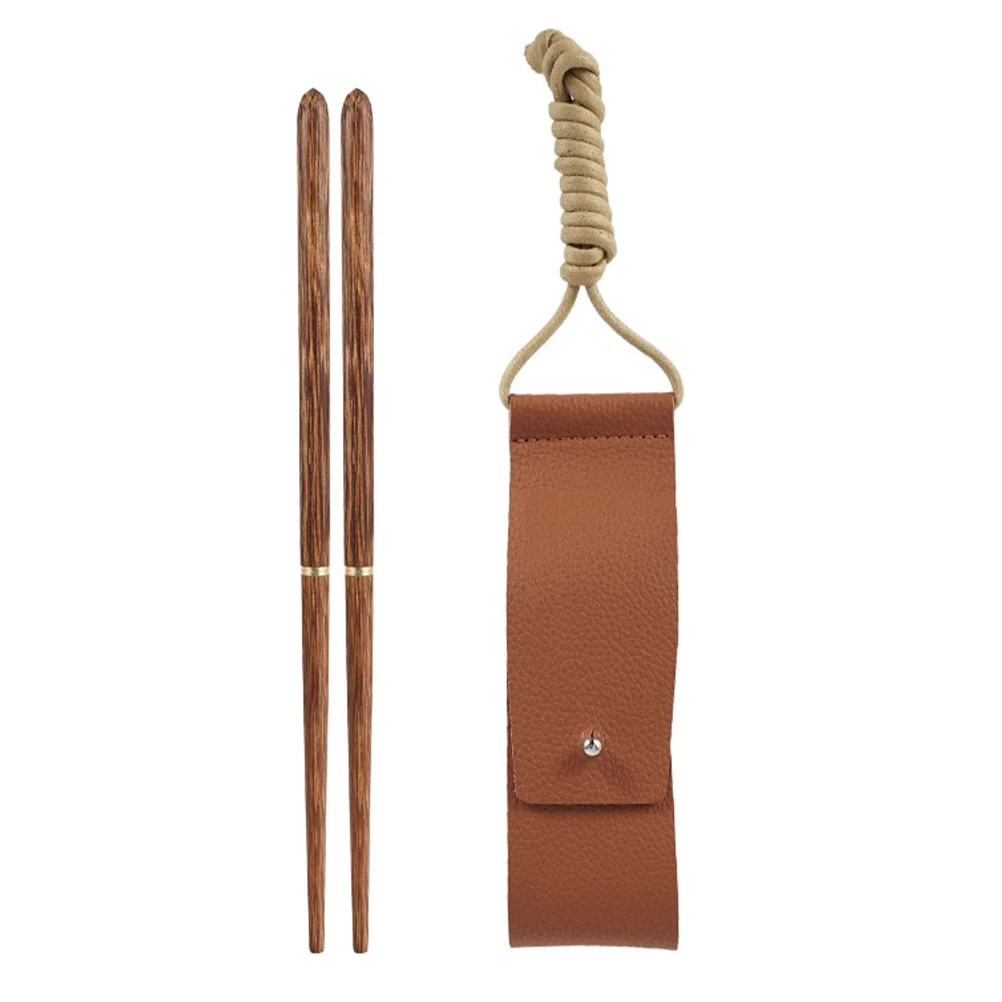 

1Pair Portable Folding Wooden Chopsticks Detachable Lightweight with Storage Bag for Camping Outdoor Use