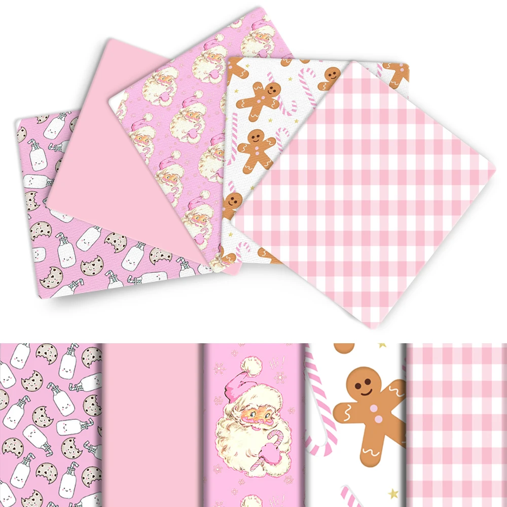 Pre-cut 5pcs/set 7.87x7.87inch Christmas Holly Santa Claus Gingerbread Man Series Quilting Fabric Squares Bundles Scraps