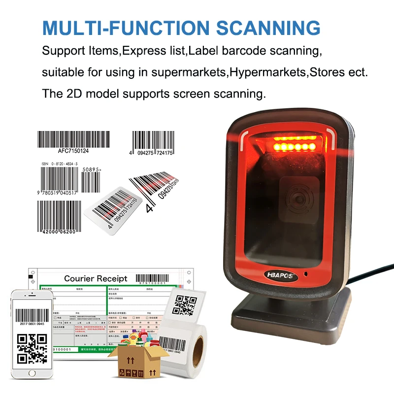 Сканер штрих-кода 1D 2D QR-код многонаправленный Настольный высокопроизводительный автоматический сенсор матрица данных считыватель штрих-кода для