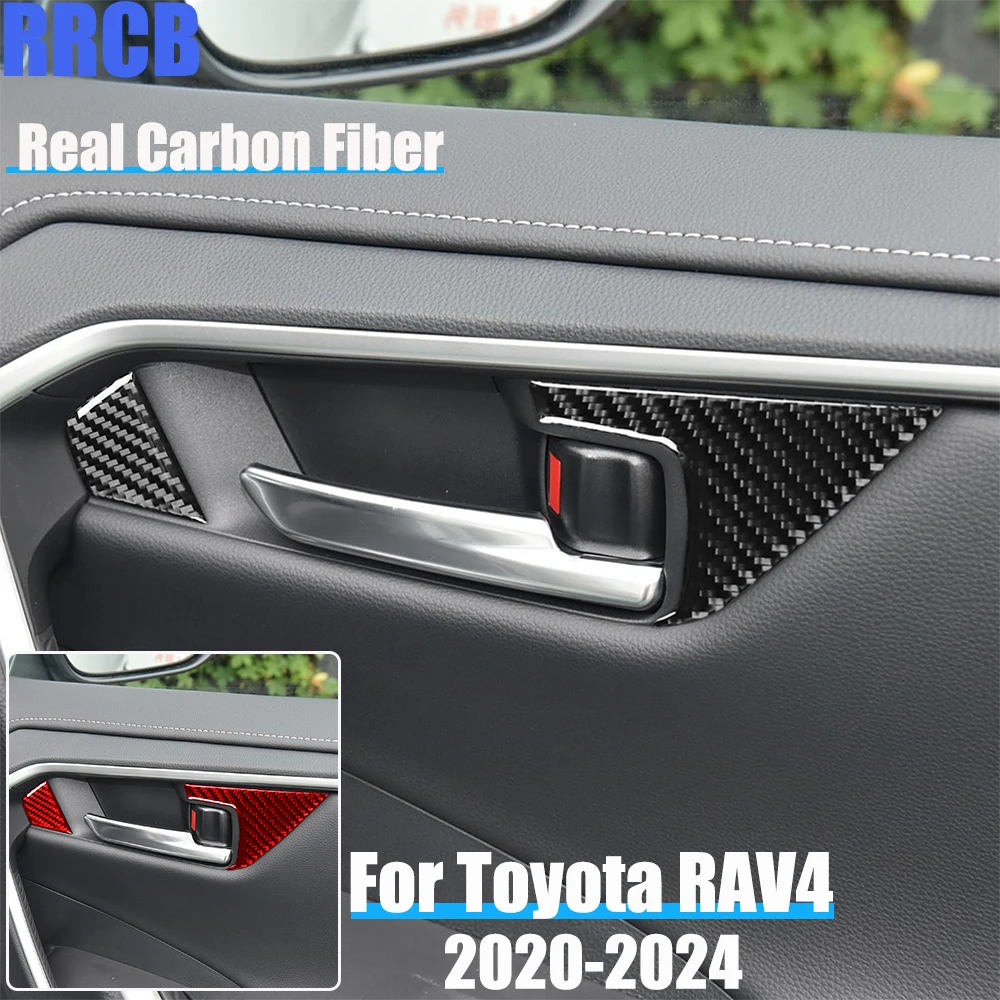 

Автомобильные аксессуары из настоящего углеродного волокна, накладка на дверную ручку, мягкая наклейка на чехол для Toyota RAV4 XA50 2020 2021 2022 2023 2024