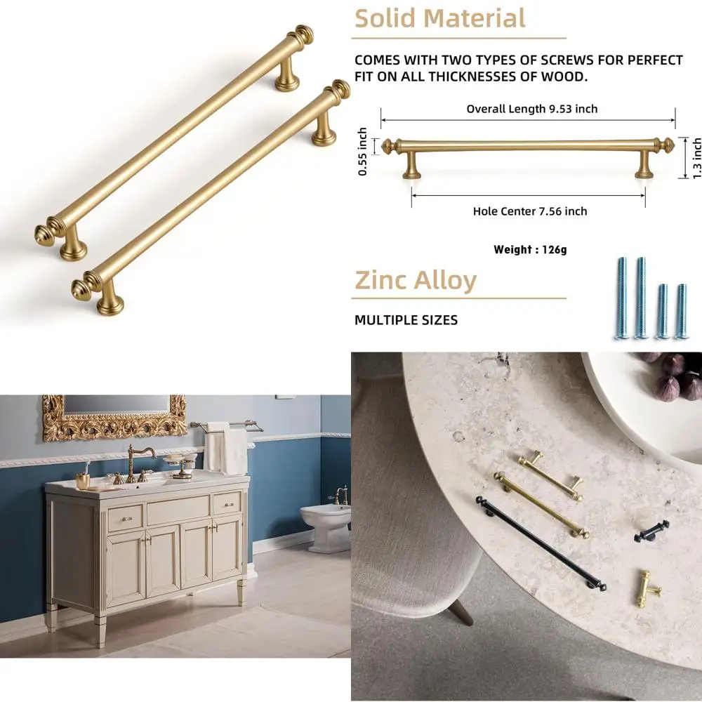 

Бронзовые ручки для шкафа цвета шампанского, центры отверстий 7-1/2 дюйма, ручки для кухонных ящиков из цинкового сплава, современный стиль, 192 мм от центра