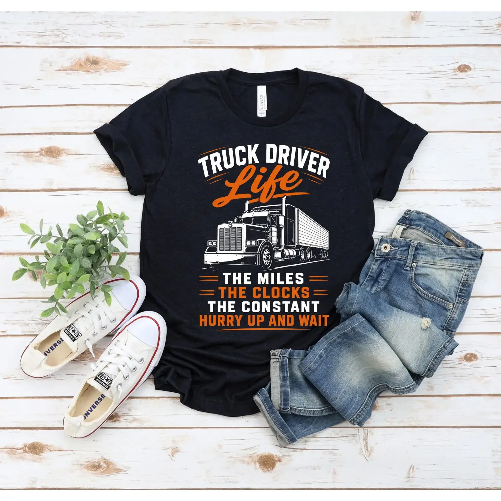 Truck Diver Life The Miles Clocks Constant Hurry Up And WaiT T Shirt vintage Washed Stylish Breathable Comfortable fashion
