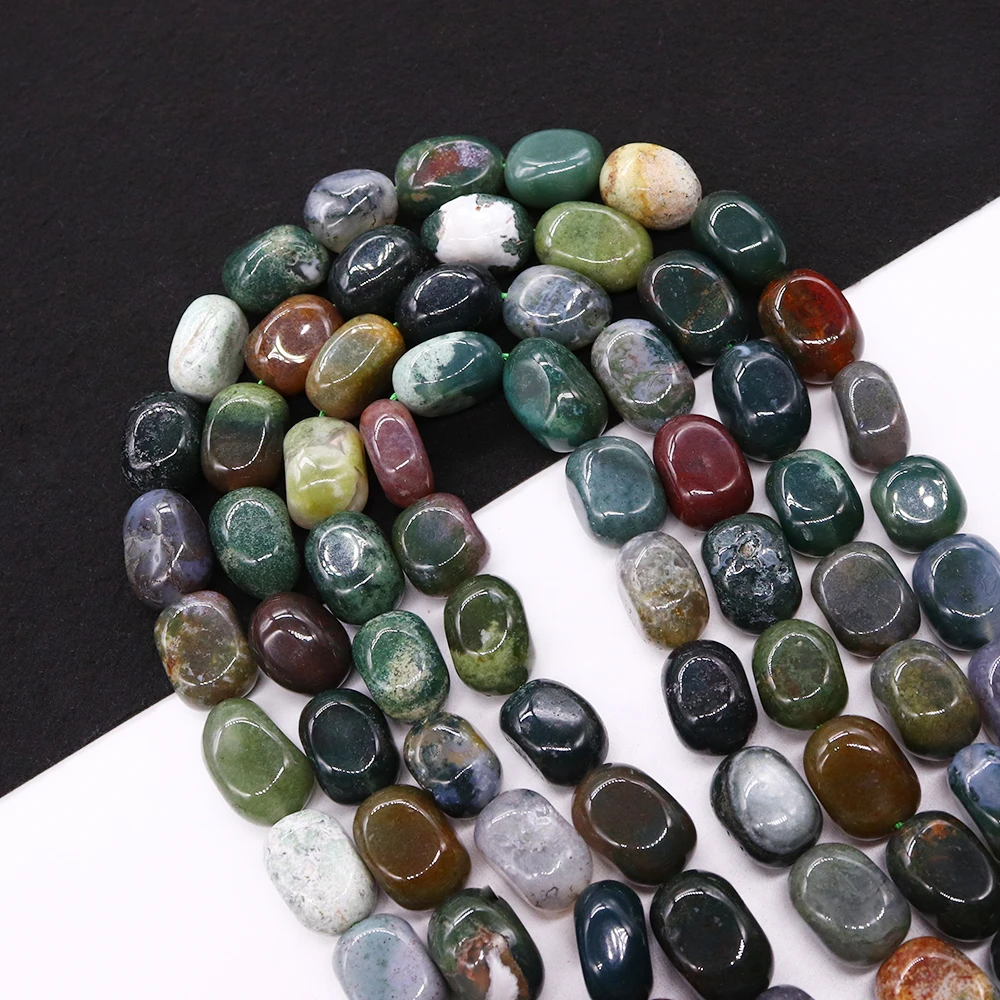 Geometric Natural Stone Beads 12x18mm Polished Indian Agate Straight Hole Loose Beads 1 Strand For DIY Necklaces Bracelets Gift