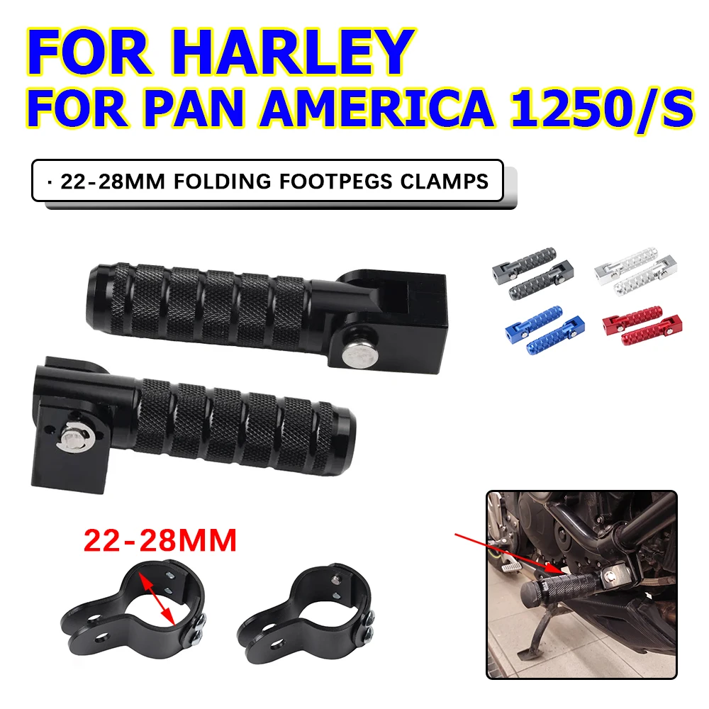 

Motorcycle Folding Foot Rests Pedal Crash Bars Clamps Footrests Footpegs For Harley Pan America 1250 S 1250S PA1250 PA1250S 2024