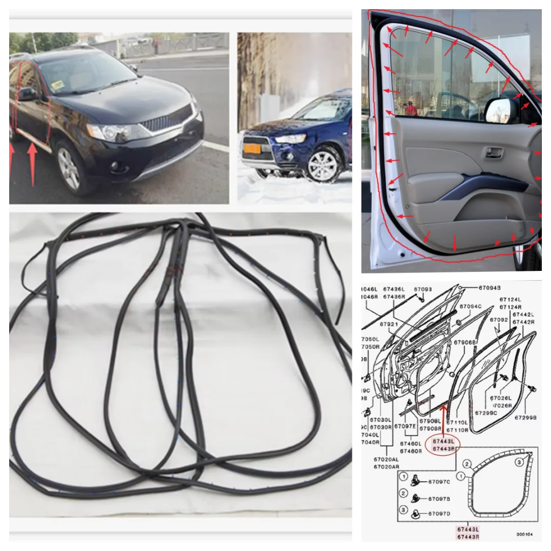1PCS Door Rubber Seal Doorpost Rubber Strip Fit For Outlander CW4W CW5W CW6W 07-12） 5725A029 5725A030 5755A023 5755A024 5815A012