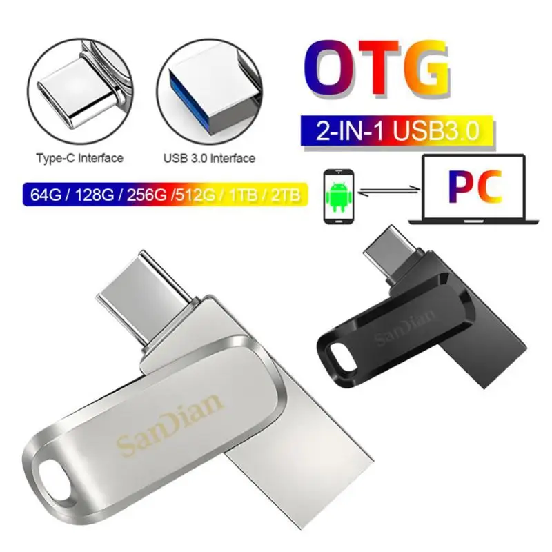 USB3.0 USB Flash Drive 2TB 1TB Pen Drive 128GB Waterproof Type-C Usb Metal High-Speed PenDrive 256G For Computer Storage Devices