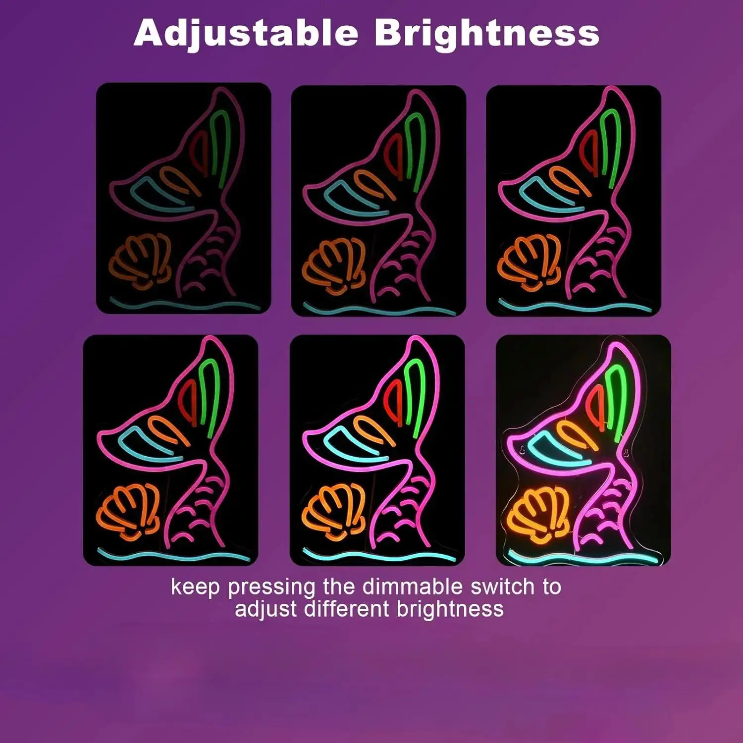Mermaid Neon Sign Dimmable USB LED Tropical Wall Decor for Ocean Themed Cafe Island Homestay Bedroom Wedding Party Decor Gifts