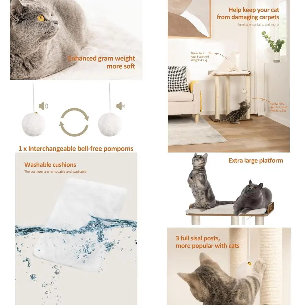 

Большая комнатная башня для кошачьего дерева 26,7 дюйма с когтеточками из сизаля 3x 23,6 дюйма, коричневый в деревенском стиле