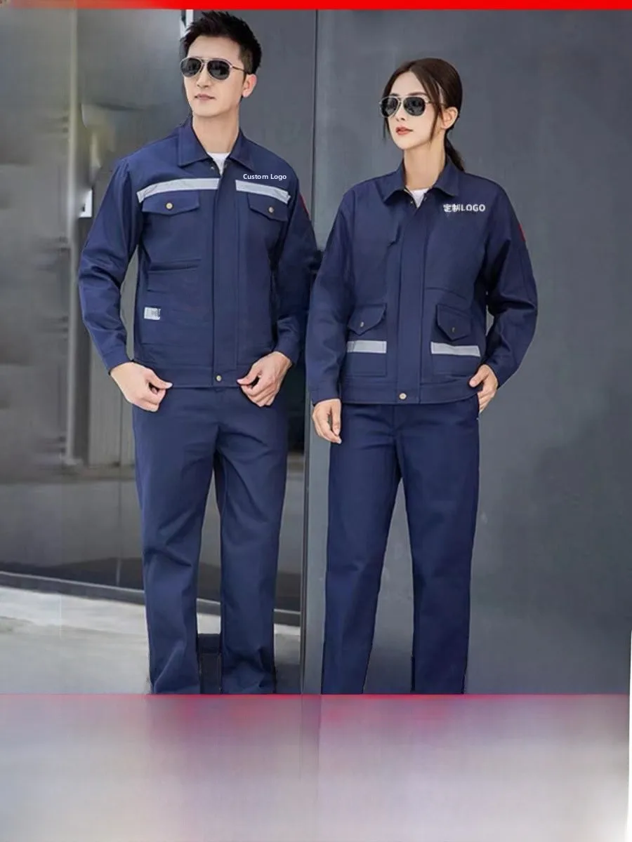 

Thiened Pure Cotton Workwear Anti-Flammable Spring Autumn Men's Oil And Chemical Industry Work orm Set with Multiple Re...