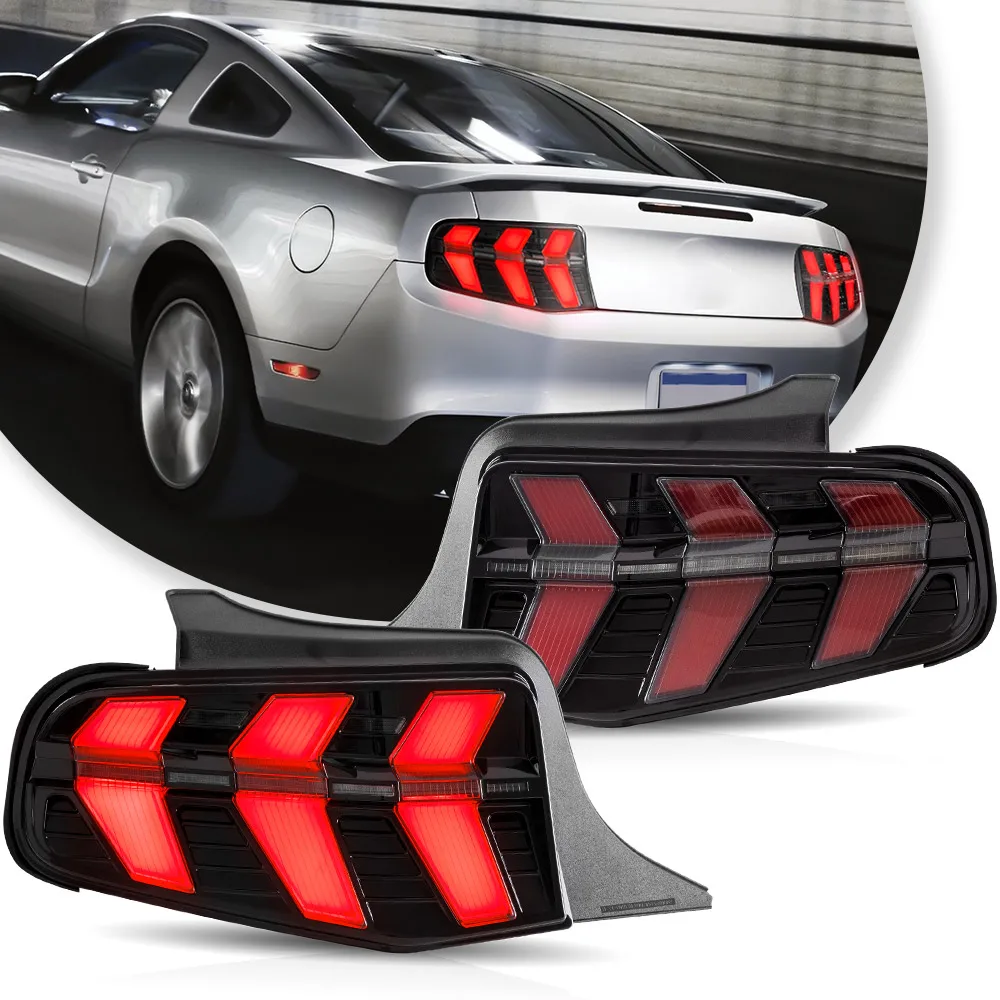 VLAND 2010-2012 Mustang 5th Gen S-197 II Pre-Facelift Smoked LED Tail Lights With Amber Sequential Turn Signal