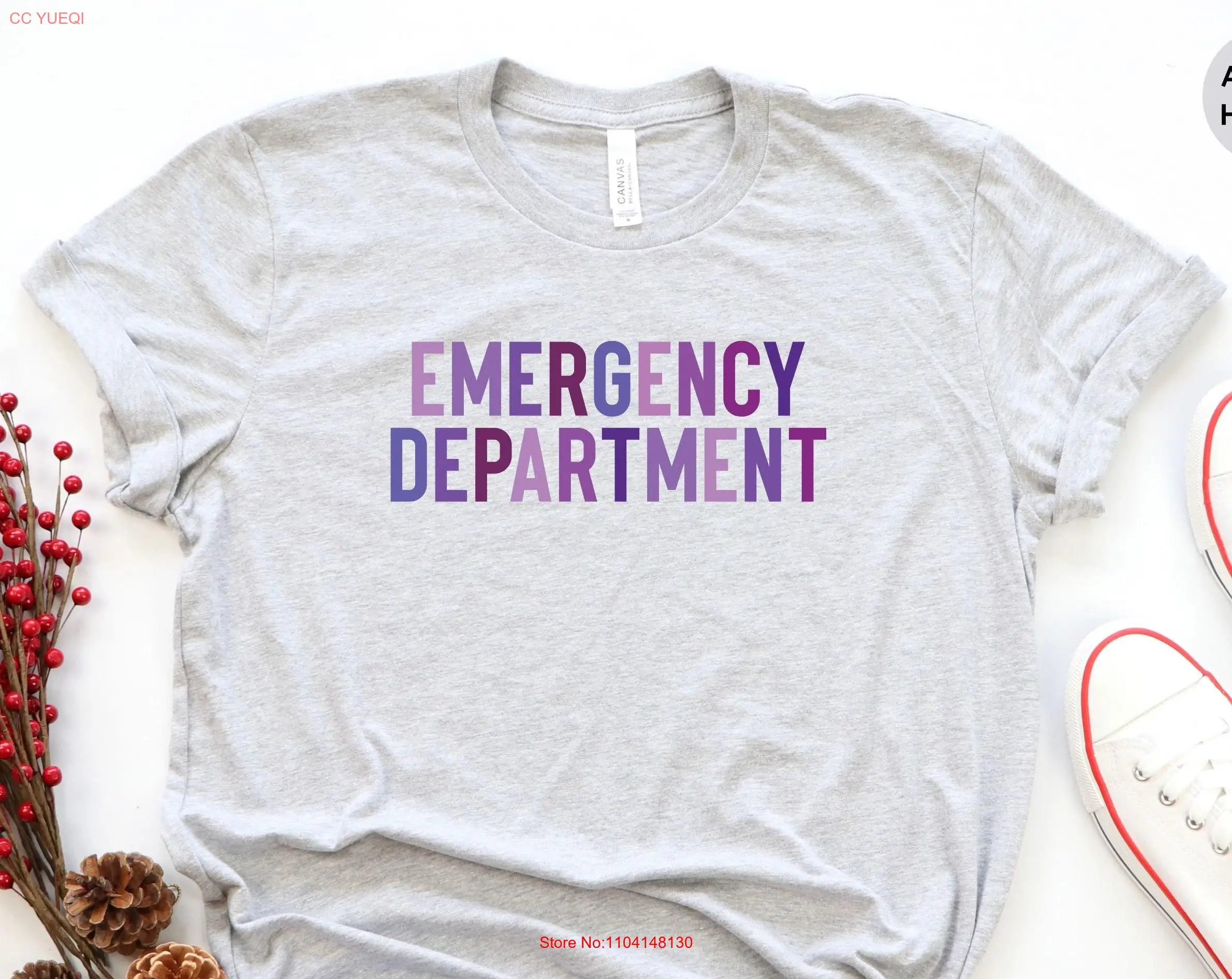 تي شيرت قسم الطوارئ ER Nurse Room Tech Grad بأكمام طويلة أو قصيرة