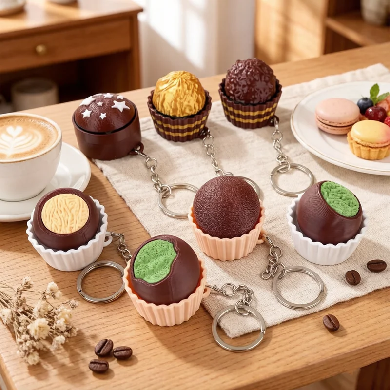 Funny 3D Chocolate Keyboard Clicker Fidget Toy Simulated Chocolate Keyboard Keychain Push Bubble Sensory Stress Relief Accessory