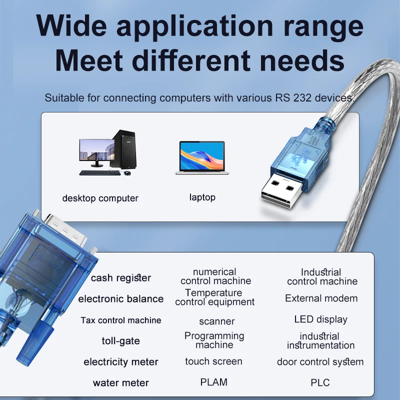 USB to RS232 Cable DB9 COM Port Serial PDA 9 Pin DB9 Converter Adapter For Computer PLC