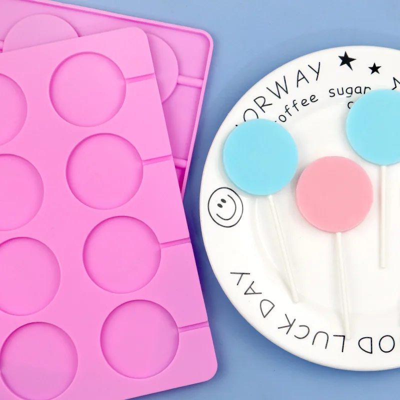 5cm grande redondo silicone pirulito moldes de chocolate doces pop fondant molde açúcar lolly bolo biscoito bakeware 8 buraco com varas