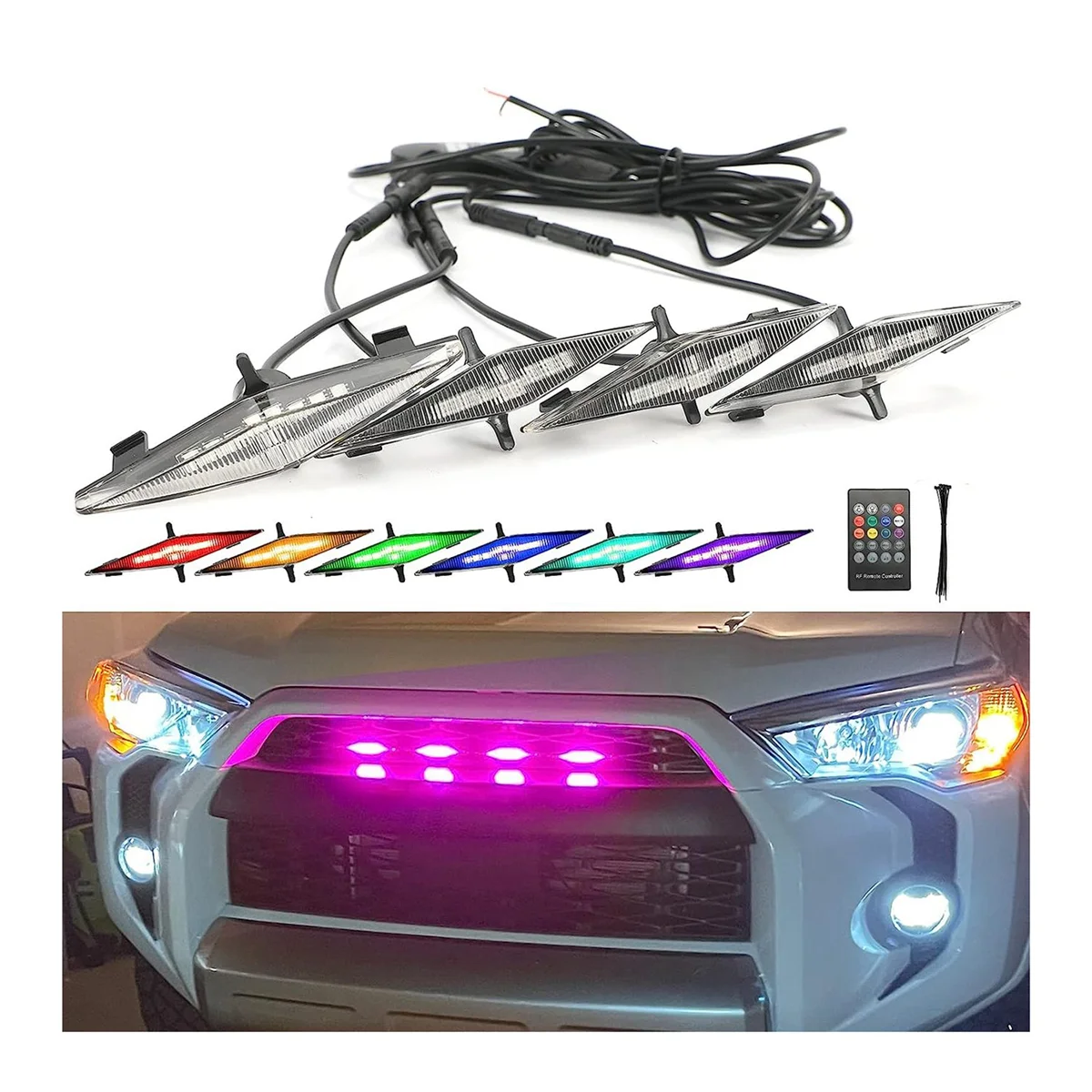 RGB Grill Led Lights 4 PCS for 2014-2019 Toyota 4Runner TRD Pro Grille, SR5,TRD Off-Road,Limited 2014-2023 TRD Pro