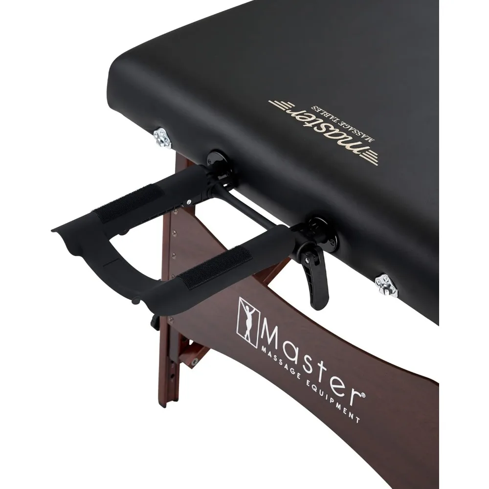 Master Massage Newport Portable Massage Table Package with Denser 2.5" Cushion, Walnut Stained Hardwood