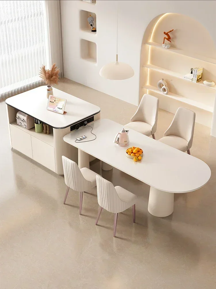 N Stone Plate Kitchen Household Inverted Table  Semicircle High-End Kitchen Island Dining Table Integrated