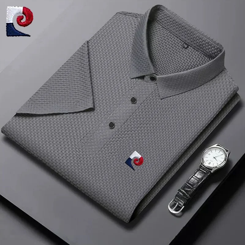 New summer high-quality short sleeved polo shirt for men, trendy, fashionable, casual, breathable and cool top