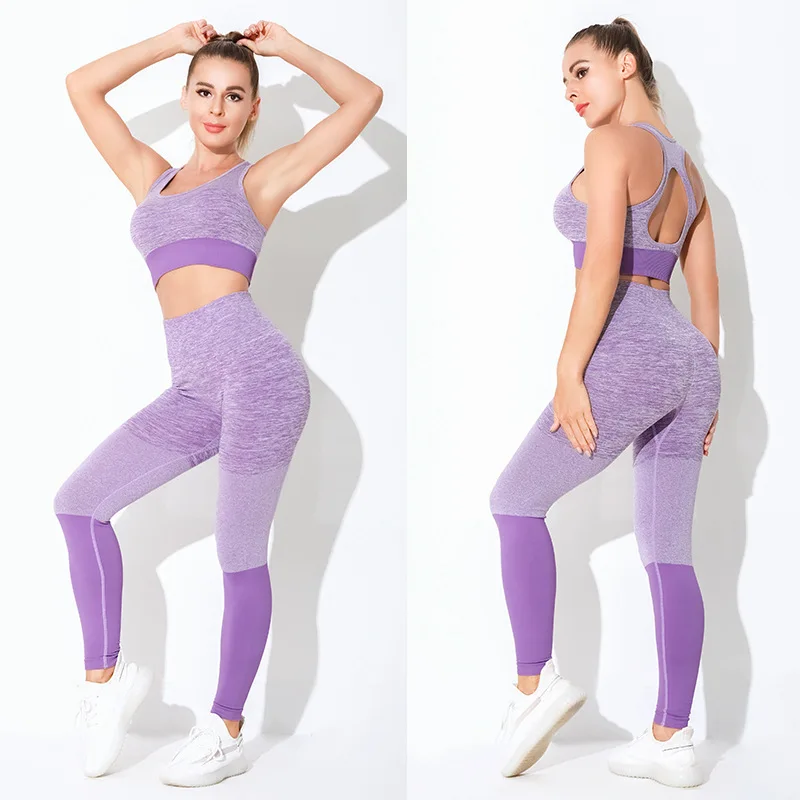 

Workout Outfits for Women 2 Piece Seamless Sport Bra High Waist Yoga Leggings Set