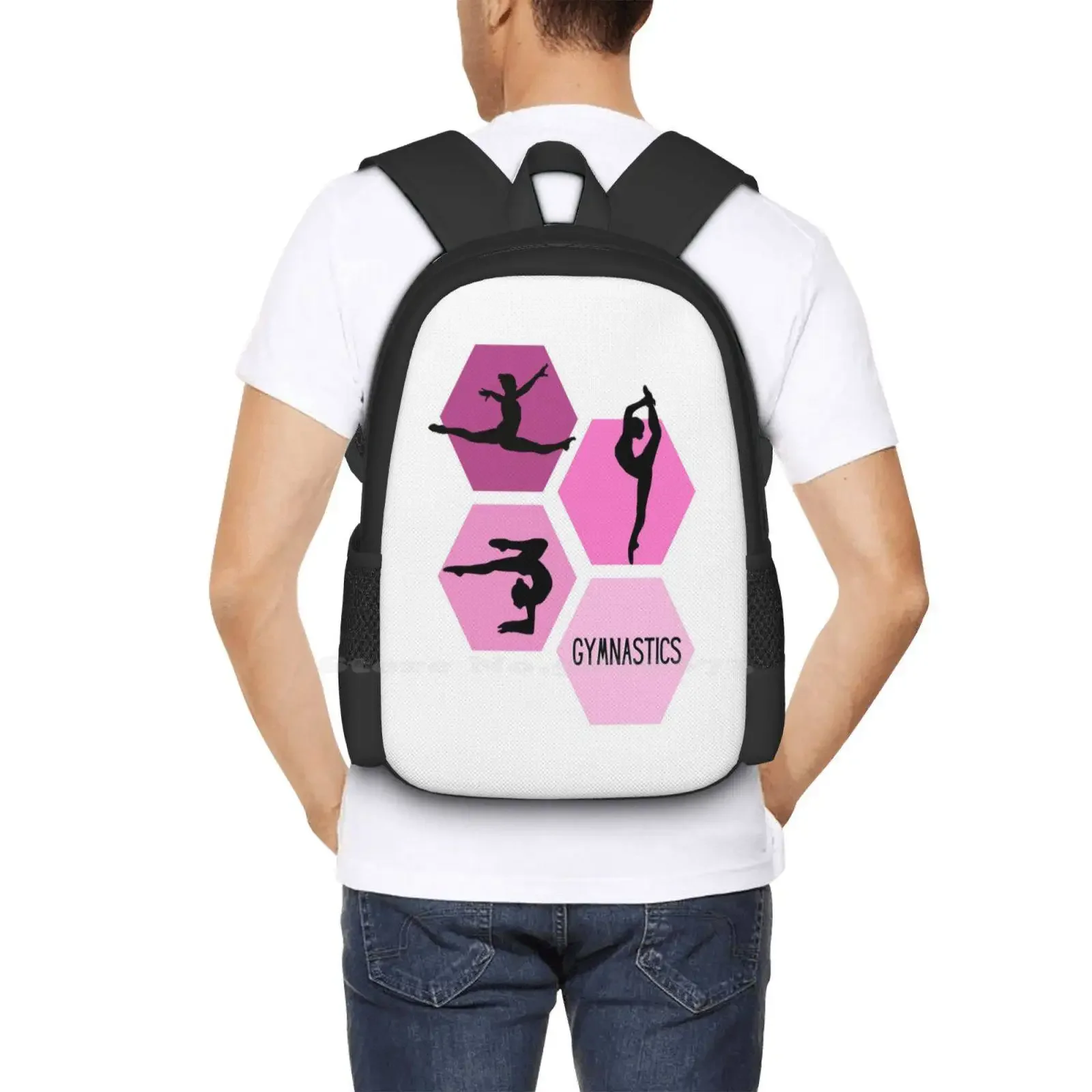 الجمباز الوردي رائجة البيع حقيبة مدرسية على ظهره حقائب الموضة الصالة الرياضية الطابق بار شعاع يقلب اليد يقفز تعثر مرنة الانقسام الوردي #6